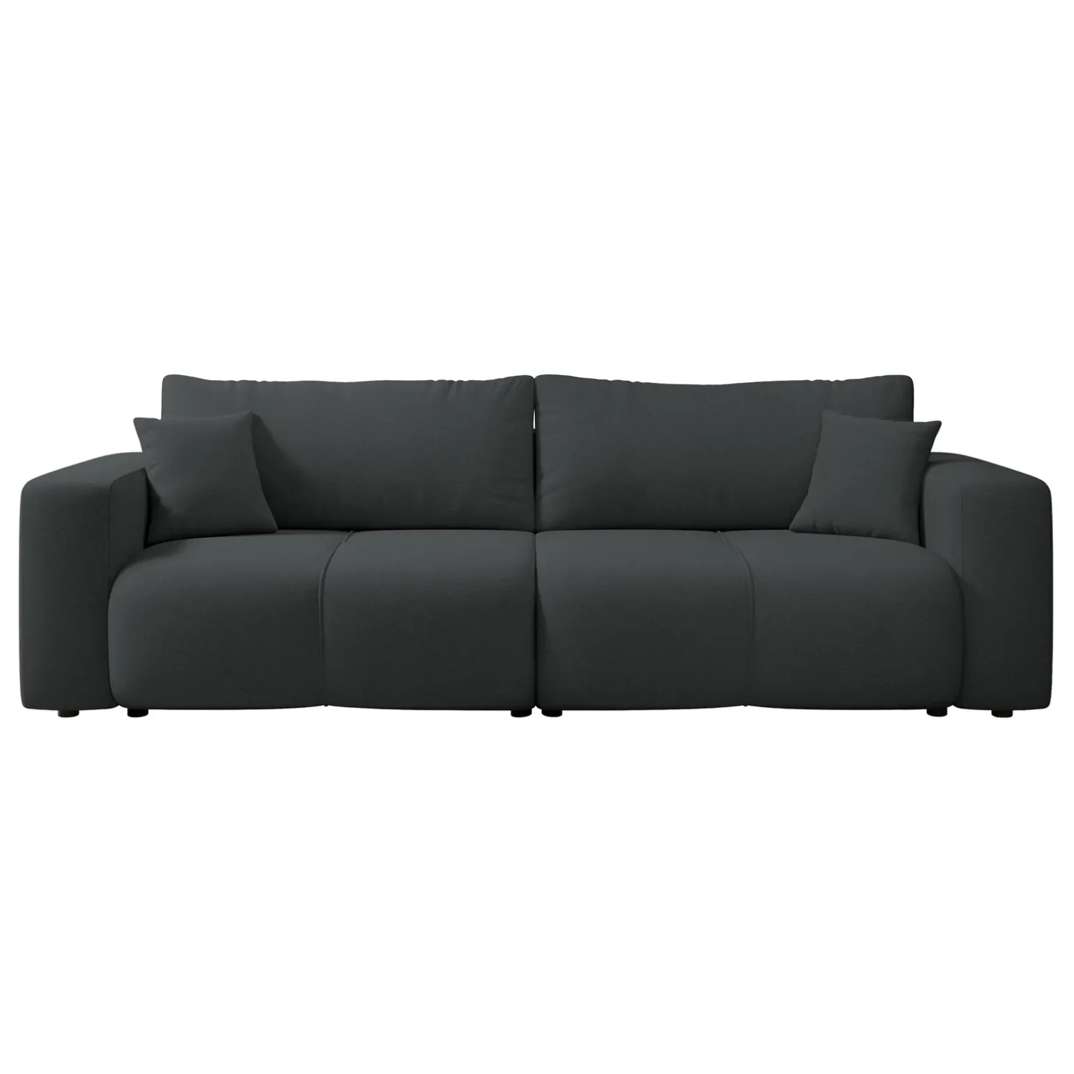 Divano letto 3 posti 248x90cm con contenitore in tessuto velo nero Floty