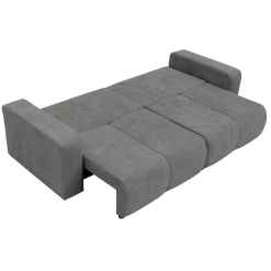 Divano letto 3 posti 248x90cm con contenitore in tessuto velo grigio scuro Floty