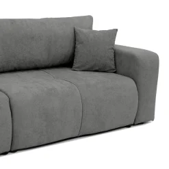 Divano letto 3 posti 248x90cm con contenitore in tessuto velo grigio scuro Floty