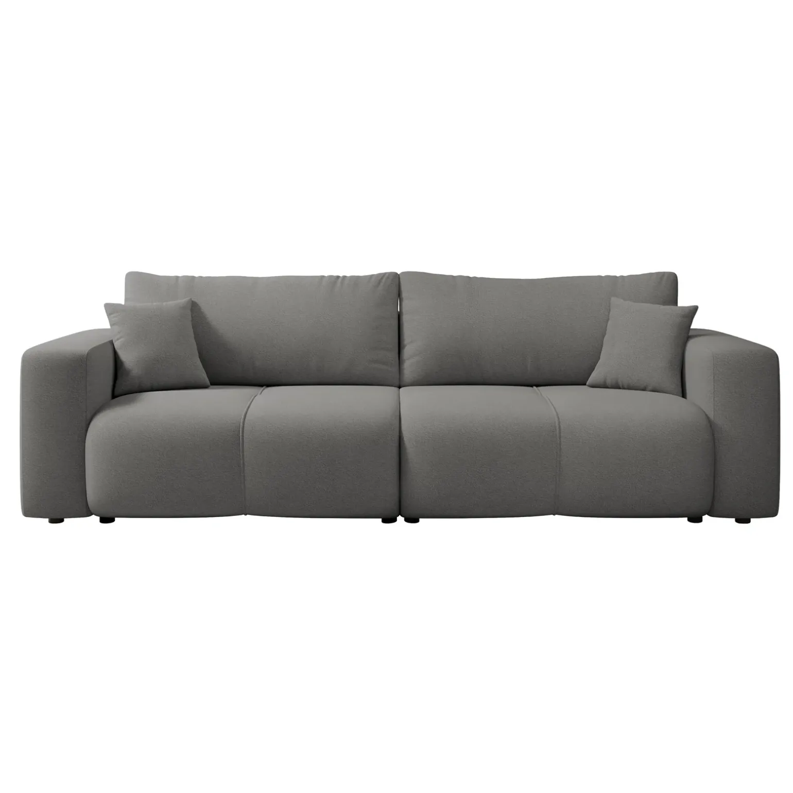 Divano letto 3 posti 248x90cm con contenitore in tessuto velo grigio scuro Floty