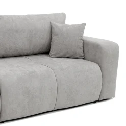 Divano letto 3 posti 248x90cm con contenitore in tessuto velo grigio chiaro Floty