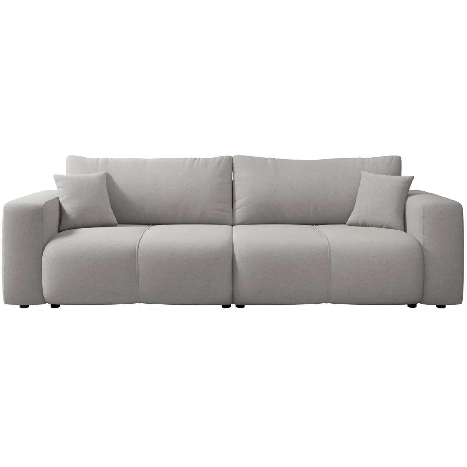 Divano letto 3 posti 248x90cm con contenitore in tessuto velo grigio chiaro Floty