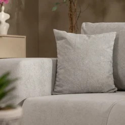 Divano letto 3 posti 248x90cm con contenitore in tessuto velo grigio chiaro Floty
