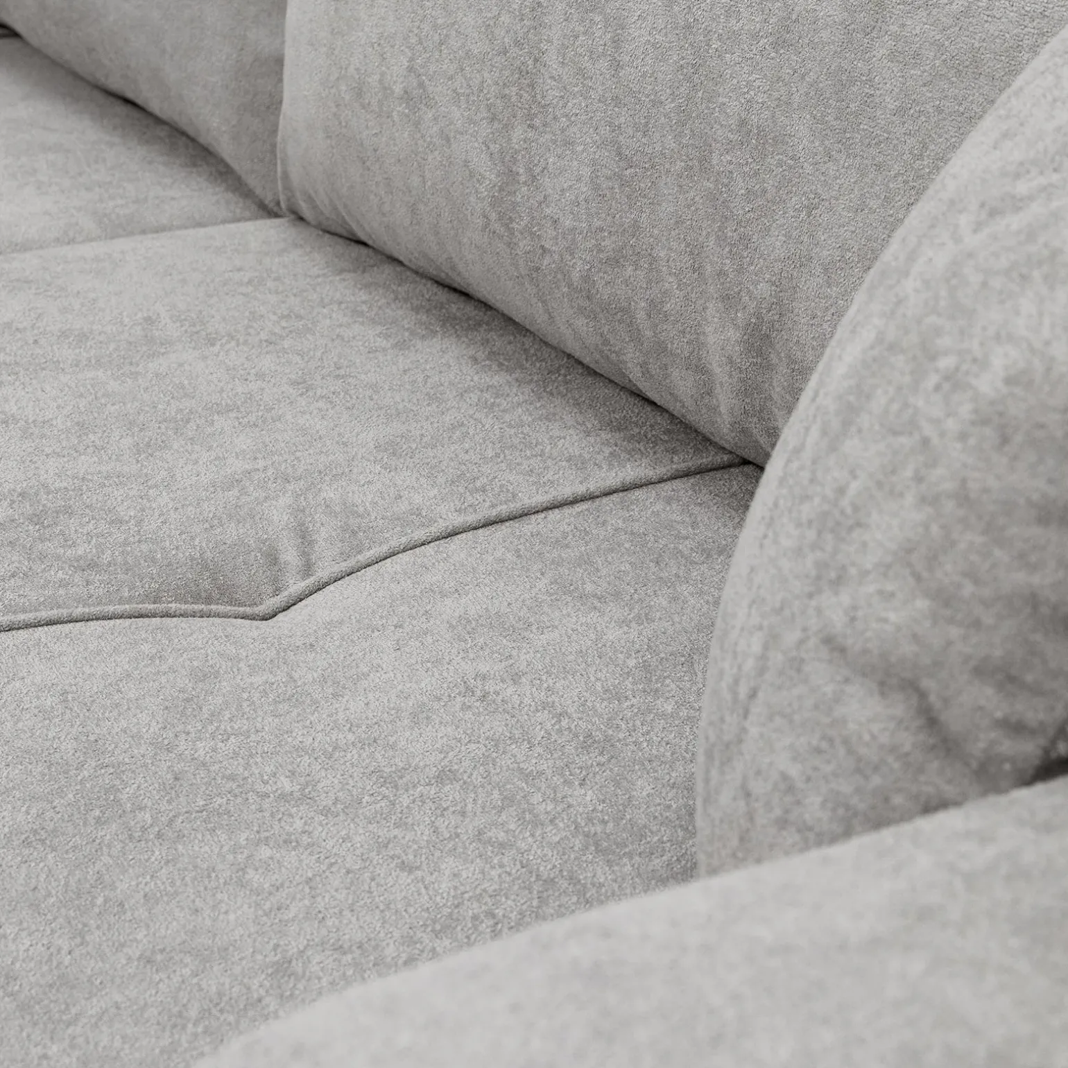 Divano letto 3 posti 248x90cm con contenitore in tessuto velo grigio chiaro Floty