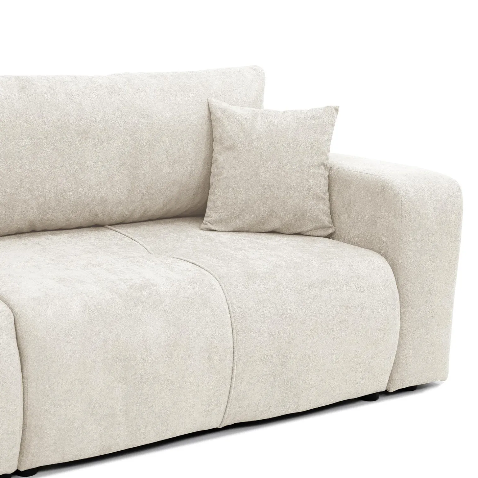 Divano letto 3 posti 248x90cm con contenitore in tessuto velo bianco Floty