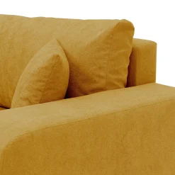 Divano letto 3 posti 248x90cm con contenitore in tessuto velo giallo senape Floty