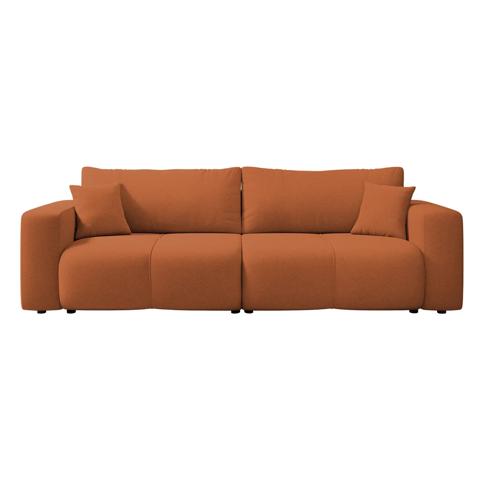 Divano letto 3 posti 248x90cm con contenitore in tessuto velo rosso mattone Floty