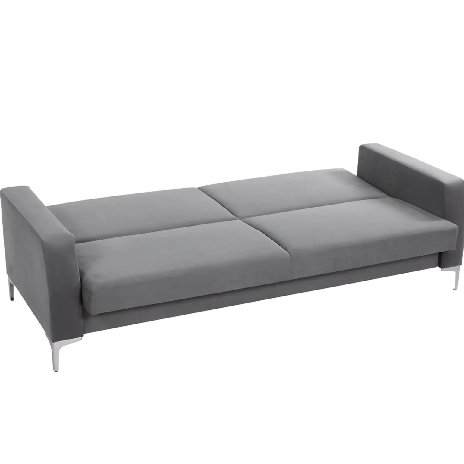 Divano letto 3 posti 225x87cm con box contenitore tessuto grigio Coty