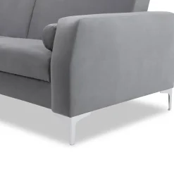 Divano letto 3 posti 225x87cm con box contenitore tessuto grigio Coty