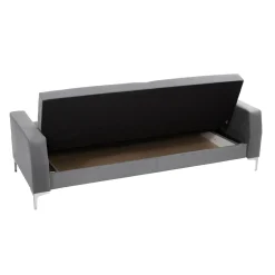 Divano letto 3 posti 225x87cm con box contenitore tessuto grigio Coty