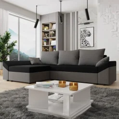 Divano letto 3 posti 240x145cm matrimoniale angolare grigio nero Appia