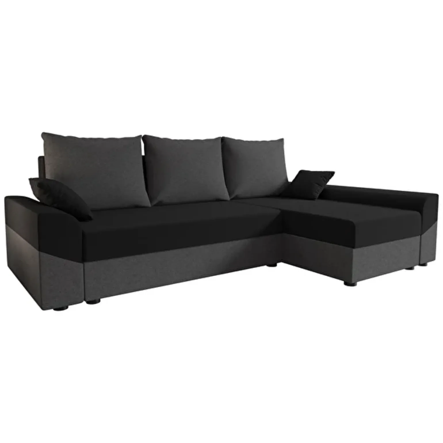 Divano letto 3 posti 240x145cm matrimoniale angolare grigio nero Appia