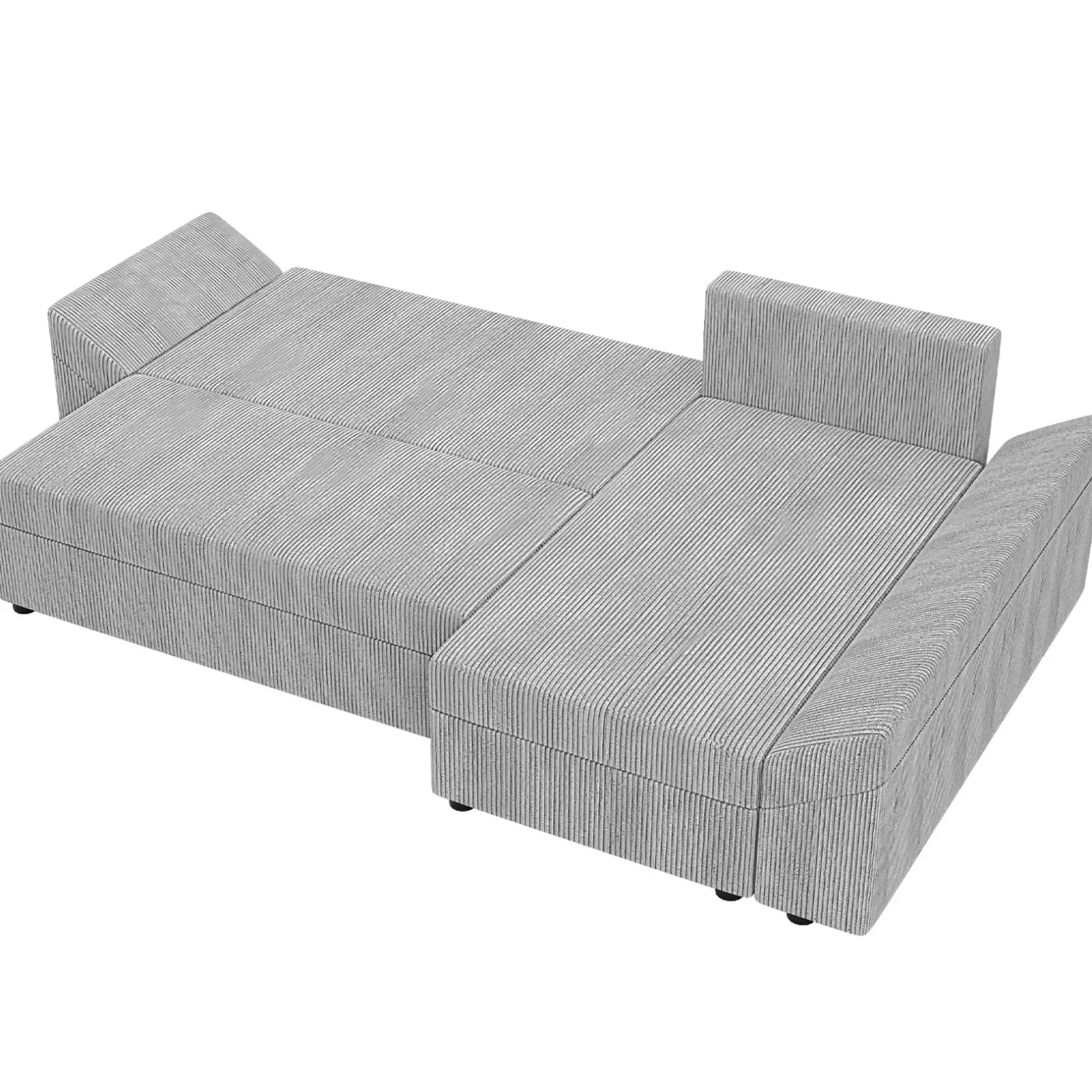 Divano letto 3 posti 240x145cm matrimoniale angolare velluto a coste grigio Appia