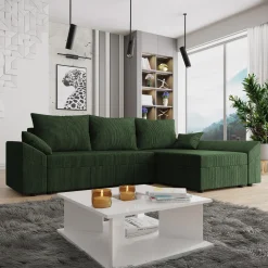 Divano letto 3 posti 240x145cm matrimoniale angolare velluto a coste verde Appia