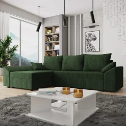 Divano letto 3 posti 240x145cm matrimoniale angolare velluto a coste verde Appia