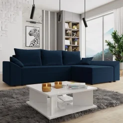 Divano letto 3 posti 240x145cm matrimoniale angolare blu Appia