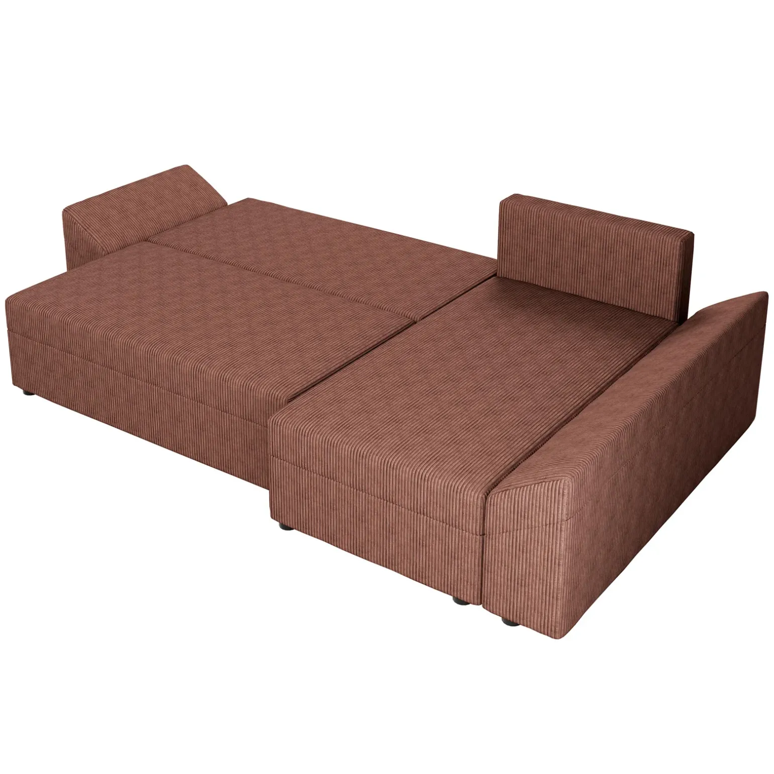 Divano letto 3 posti 240x145cm matrimoniale angolare velluto a coste rosa Appia
