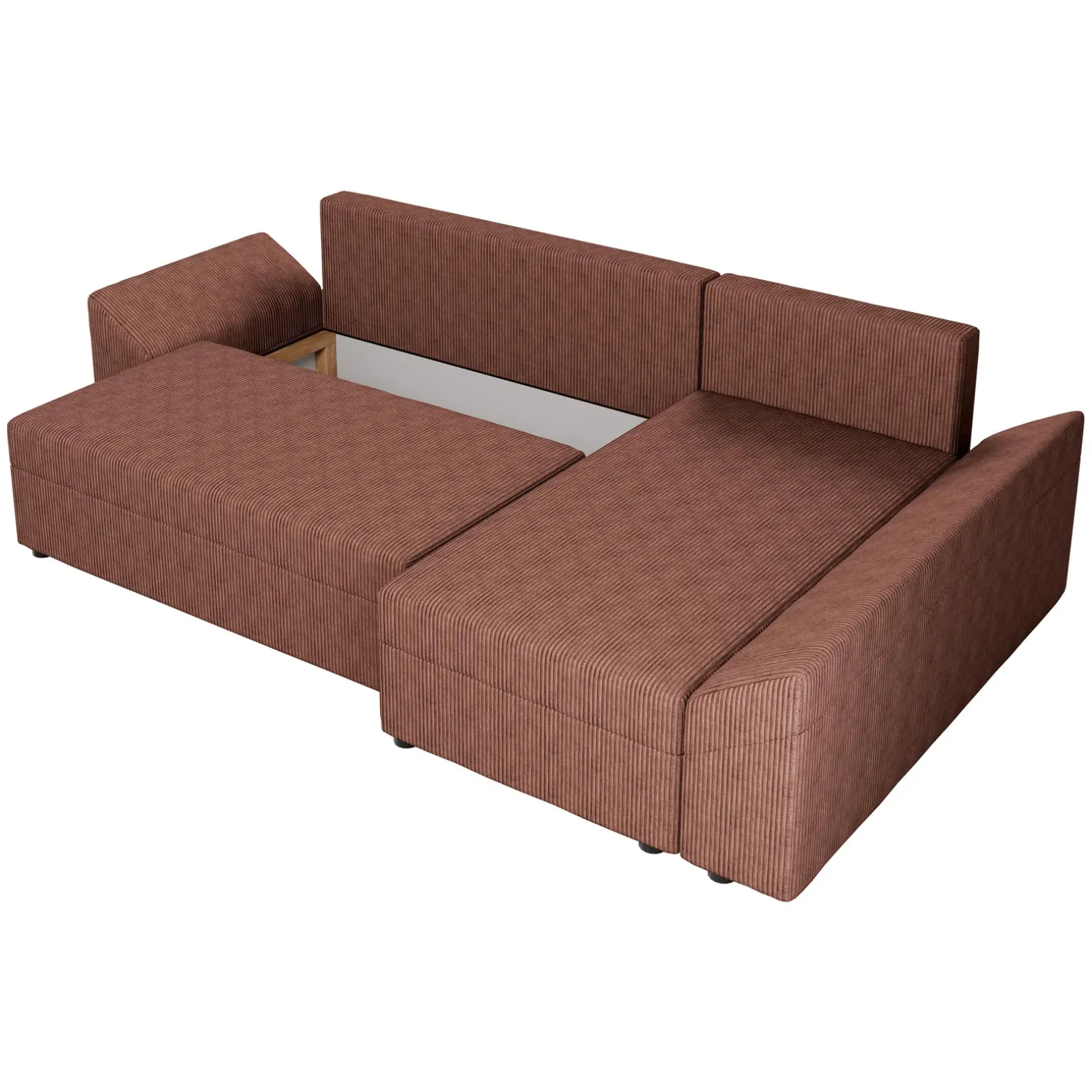 Divano letto 3 posti 240x145cm matrimoniale angolare velluto a coste rosa Appia
