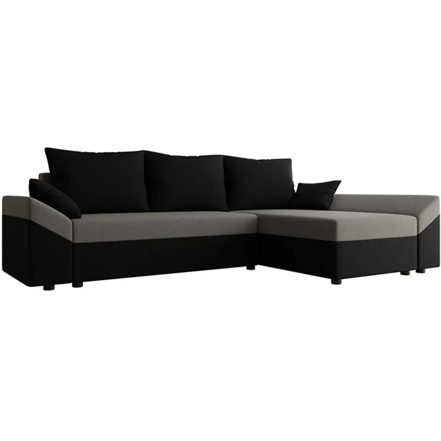 Divano letto 3 posti 240x145cm matrimoniale angolare nero grigio Appia