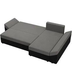 Divano letto 3 posti 240x145cm matrimoniale angolare nero grigio Appia