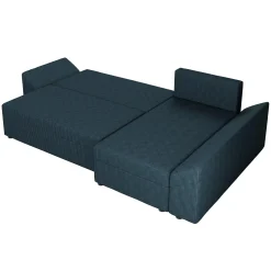 Divano letto 3 posti 240x145cm matrimoniale angolare velluto a coste blu Appia