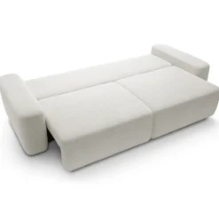 Divano letto 3 posti 257x105cm tessuto bianco Cozyfy