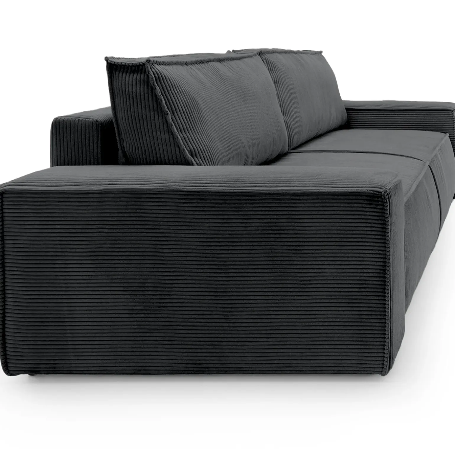 Divano letto 3 posti 257x106cm velluto a coste antracite Snuggle