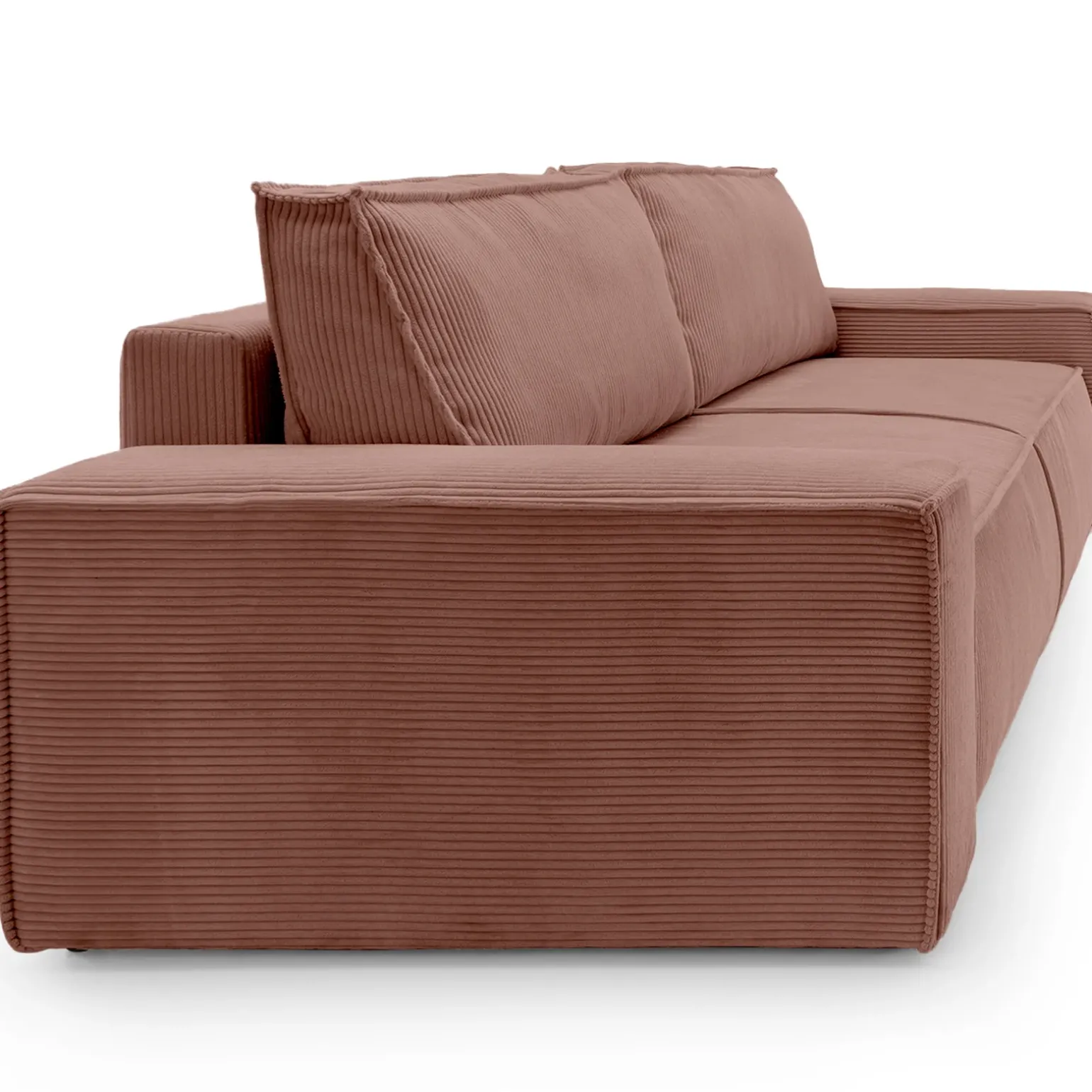 Divano letto 3 posti 257x106cm velluto a coste rosa Snuggle