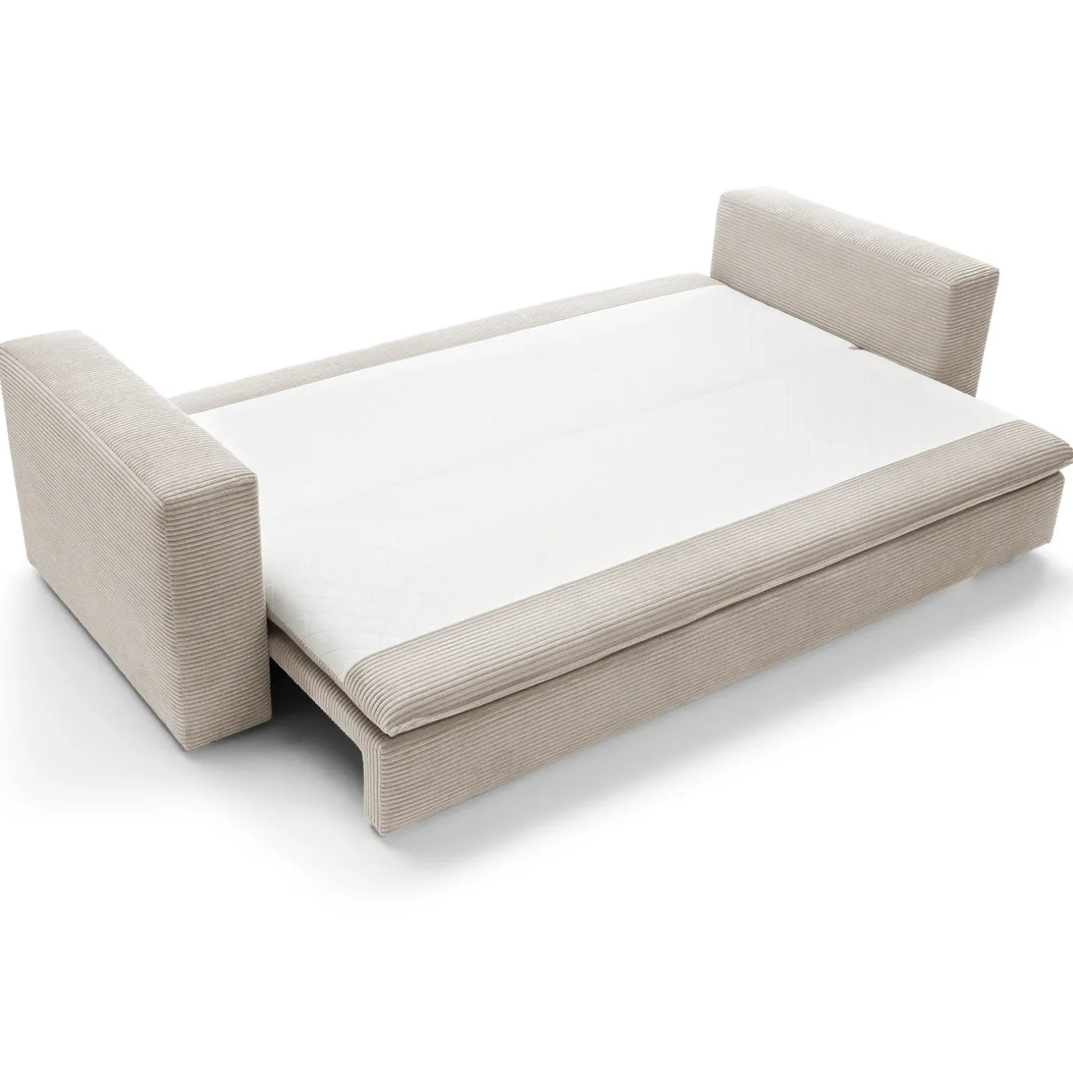 Divano letto 3 posti 244x95cm velluto a coste beige Restful