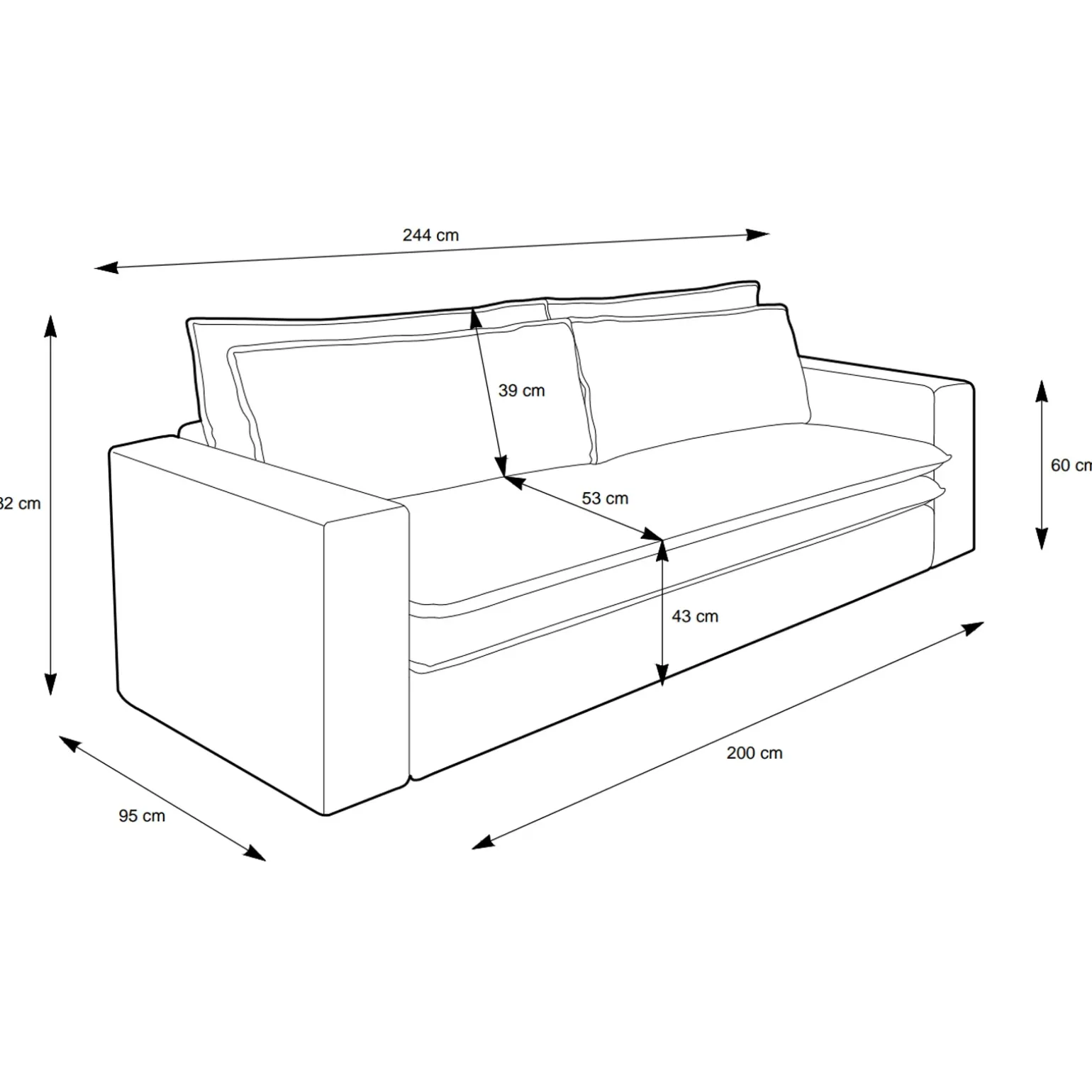 Divano letto 3 posti 244x95cm velluto a coste beige Restful