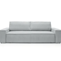 Divano letto 3 posti 257x106cm velluto a coste grigio chiaro Snuggle