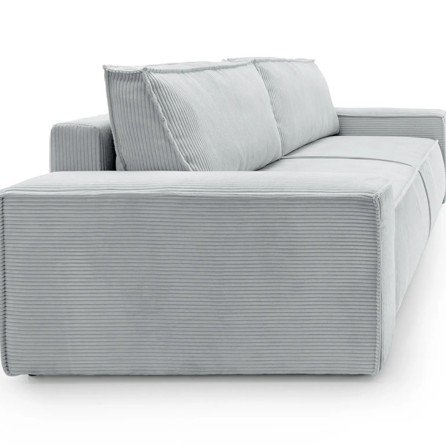 Divano letto 3 posti 257x106cm velluto a coste grigio chiaro Snuggle