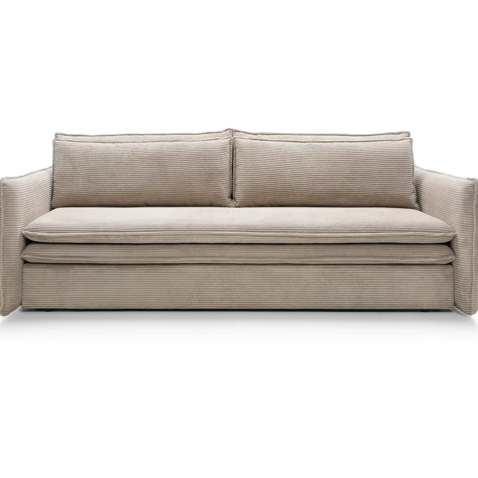 Divano letto 3 posti 229x103cm velluto a coste tortora Softure