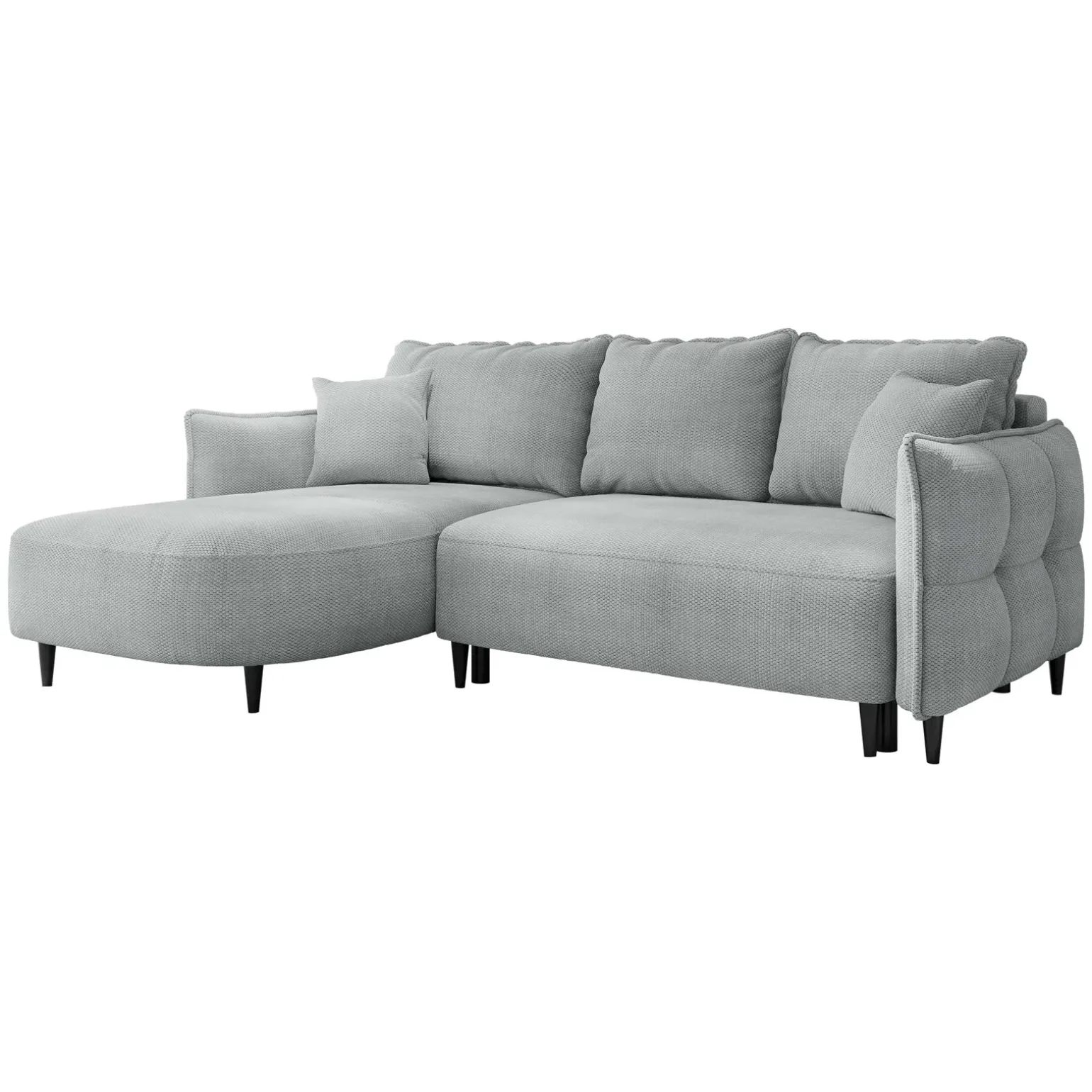 Divano letto angolare 3 posti 244x165cm tessuto grigio Lollypop