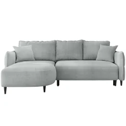 Divano letto angolare 3 posti 244x165cm tessuto grigio Lollypop
