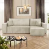 Divano letto angolare 3 posti 244x145cm con box contenitore velluto a coste beige Ploffy