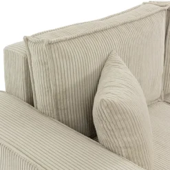 Divano letto angolare 3 posti 244x145cm con box contenitore velluto a coste beige Ploffy