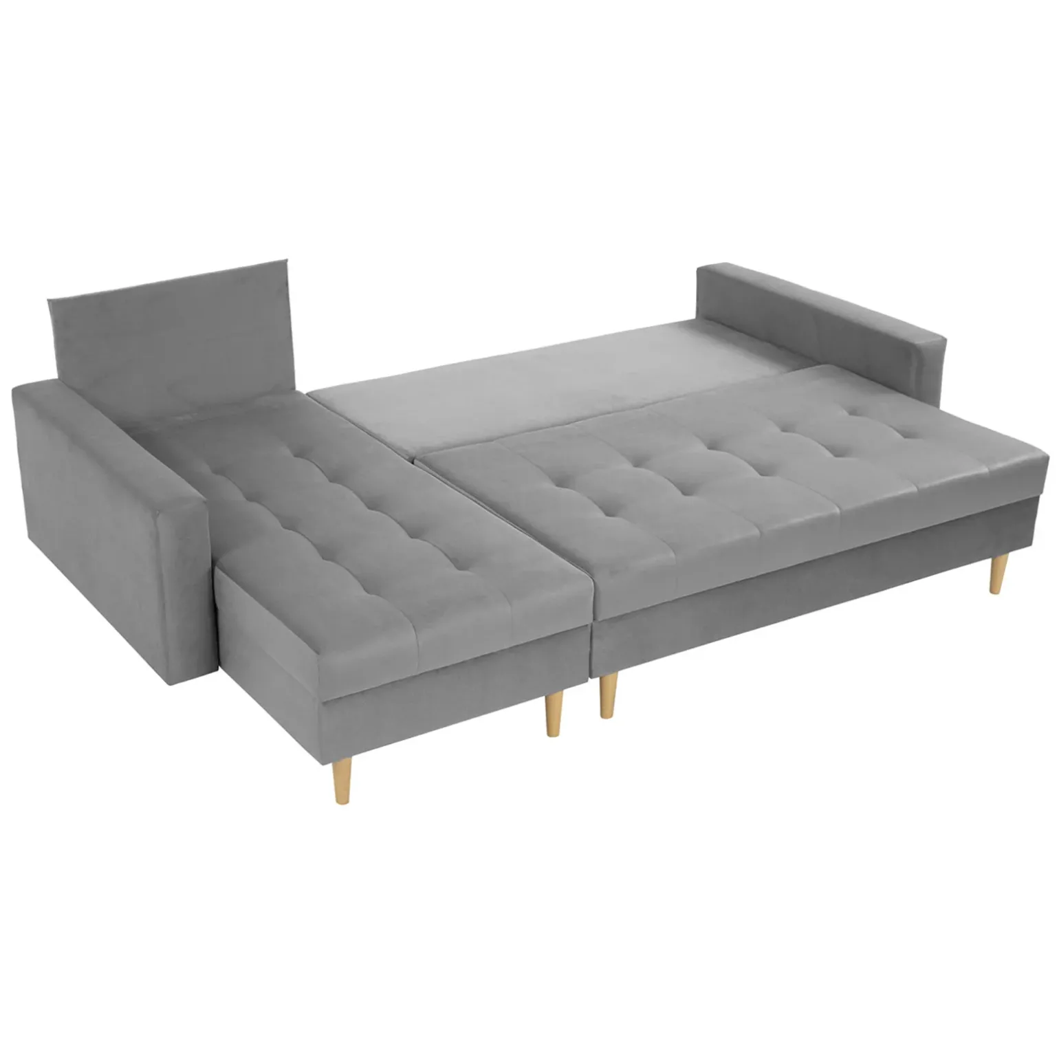 Divano letto angolare 3 posti 231x147cm con box contenitore grigio Venezia