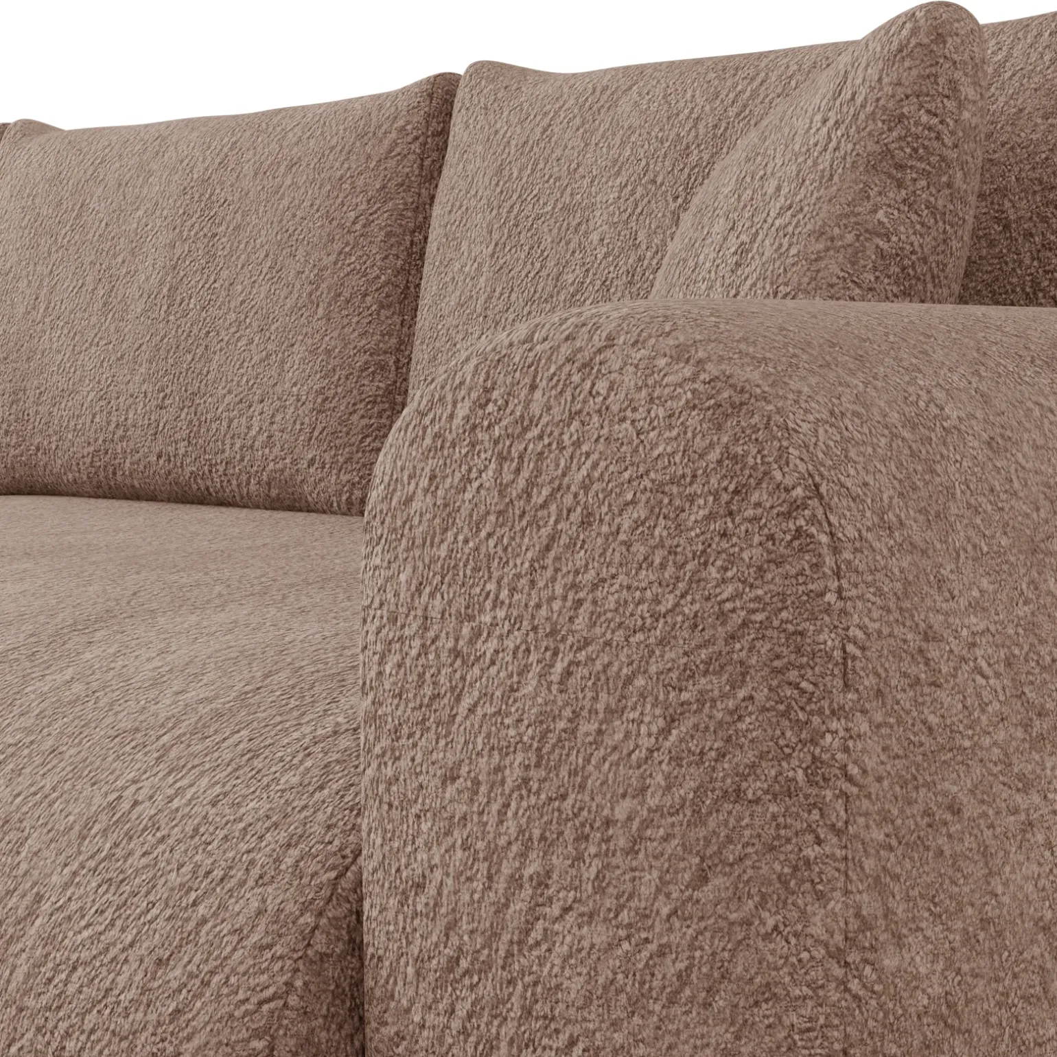 Divano letto angolare 4 posti 285x188cm con contenitore tessuto bouclé marrone chiaro Soft