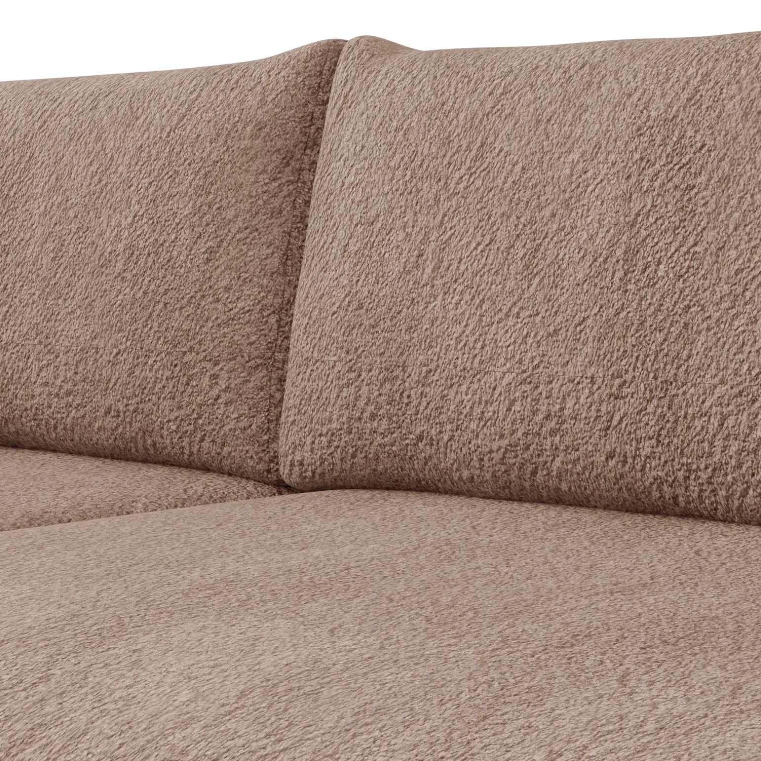 Divano letto angolare 4 posti 285x188cm con contenitore tessuto bouclé marrone chiaro Soft