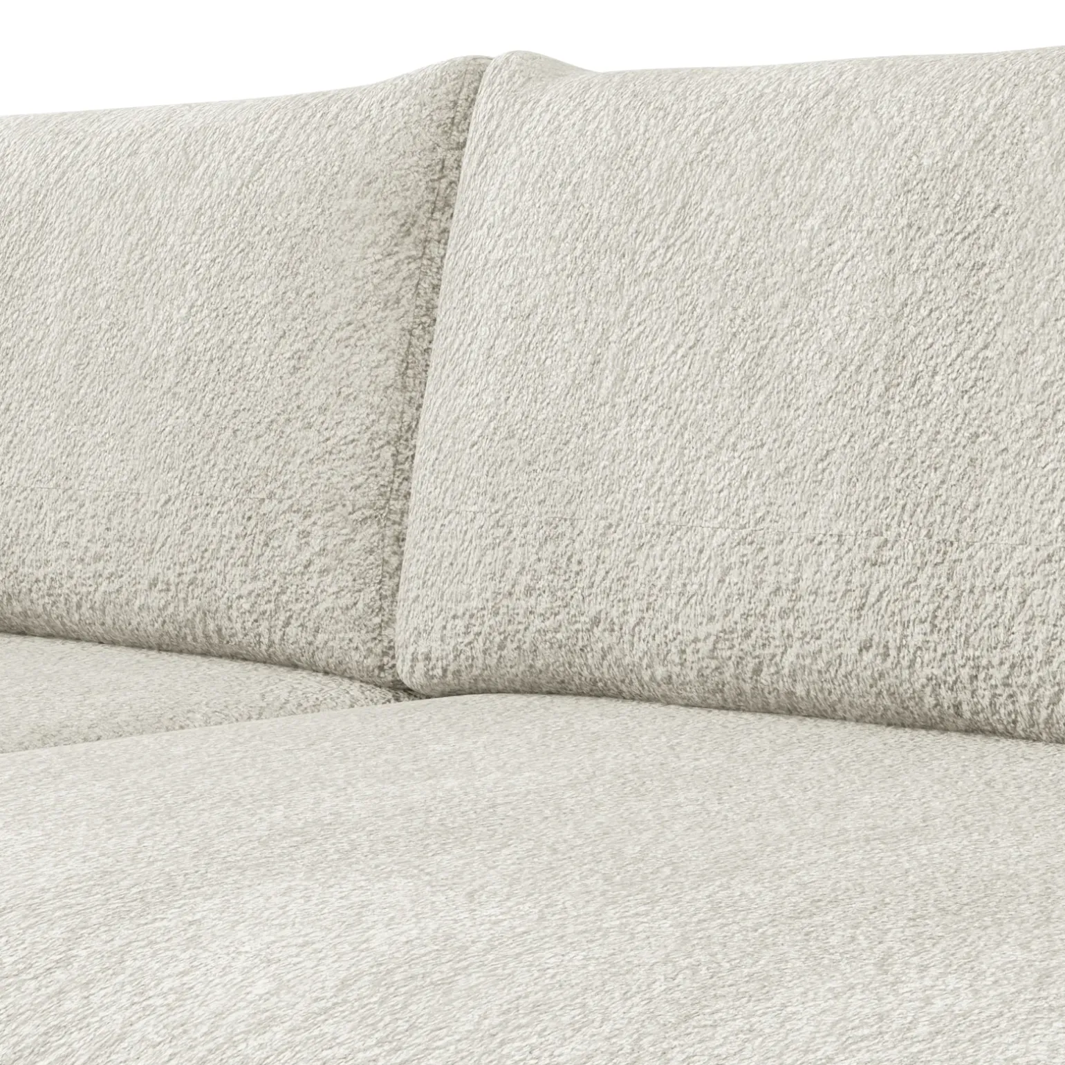 Divano letto angolare 4 posti 285x188cm con contenitore tessuto bouclé beige chiaro Soft
