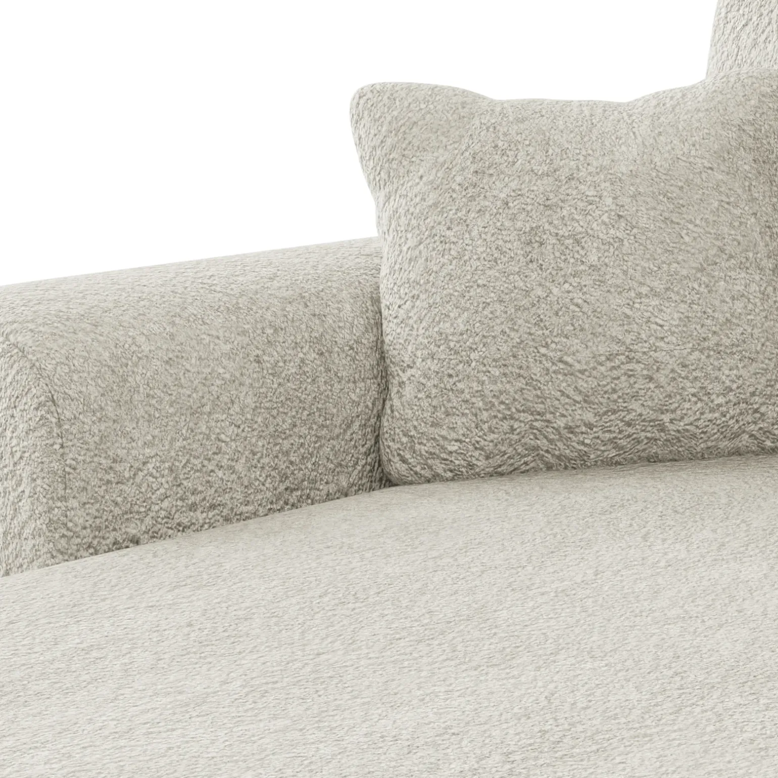 Divano letto angolare 4 posti 285x188cm con contenitore tessuto bouclé beige chiaro Soft