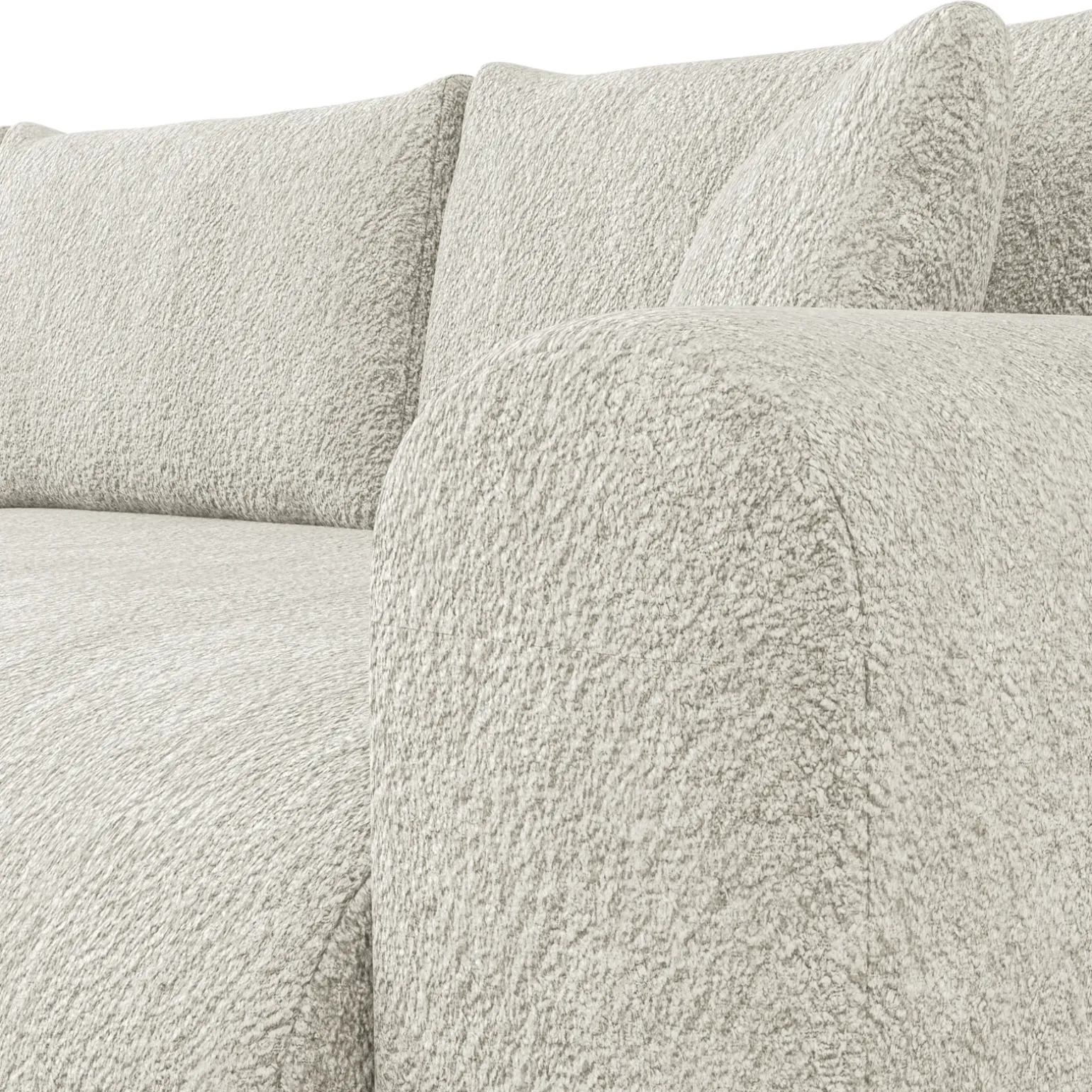 Divano letto angolare 4 posti 285x188cm con contenitore tessuto bouclé beige chiaro Soft