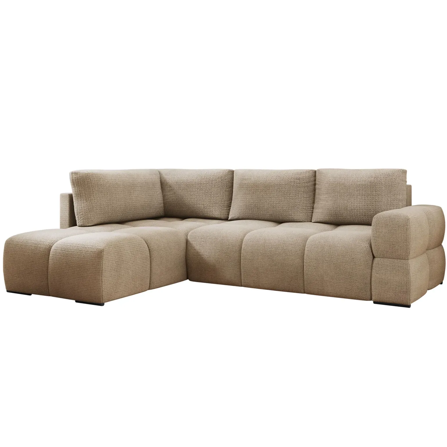 Divano letto angolare 3 posti 267x185cm box contenitore beige sabbia Sottovoce
