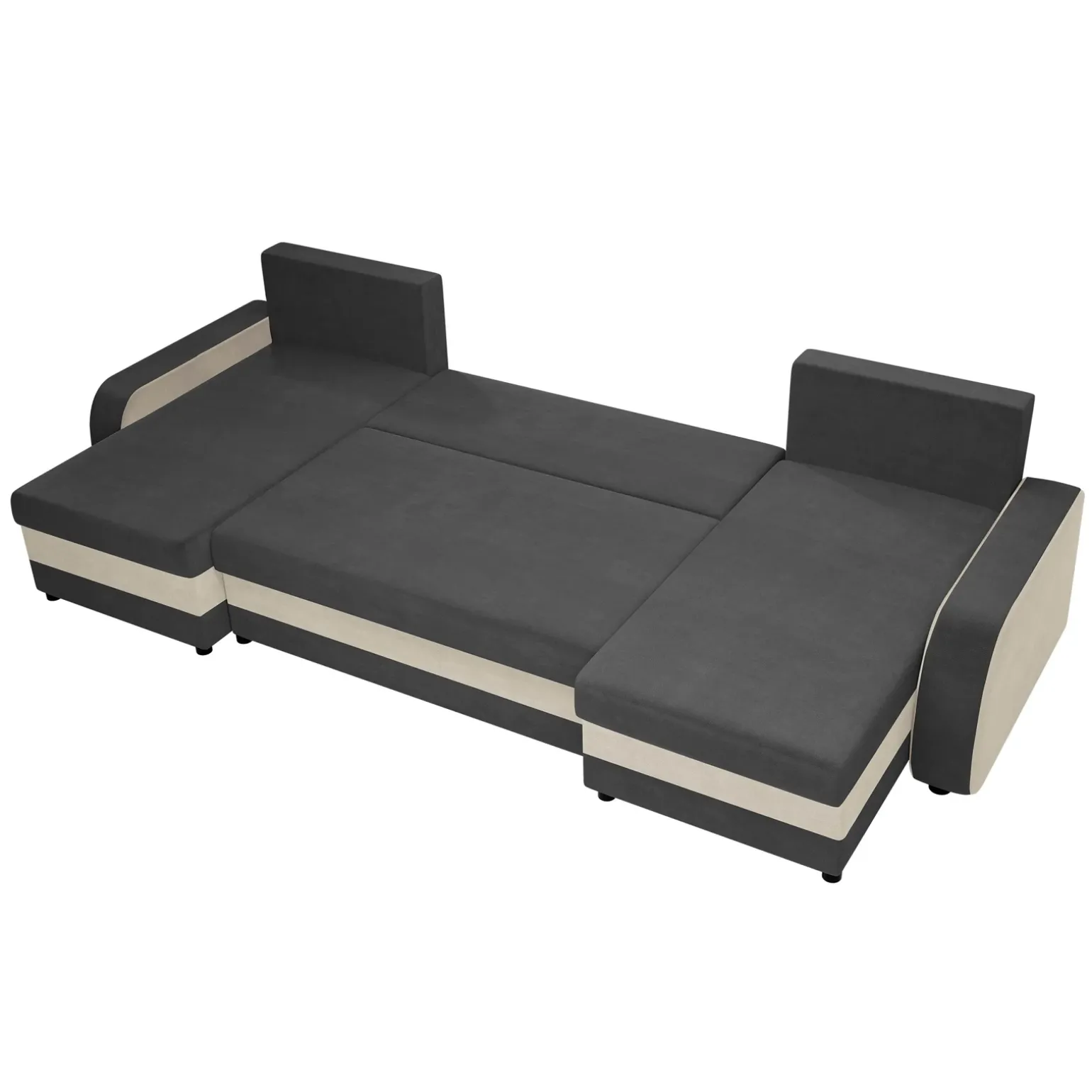 Divano letto angolare 5 posti 304cm contenitore grigio écru Assunta