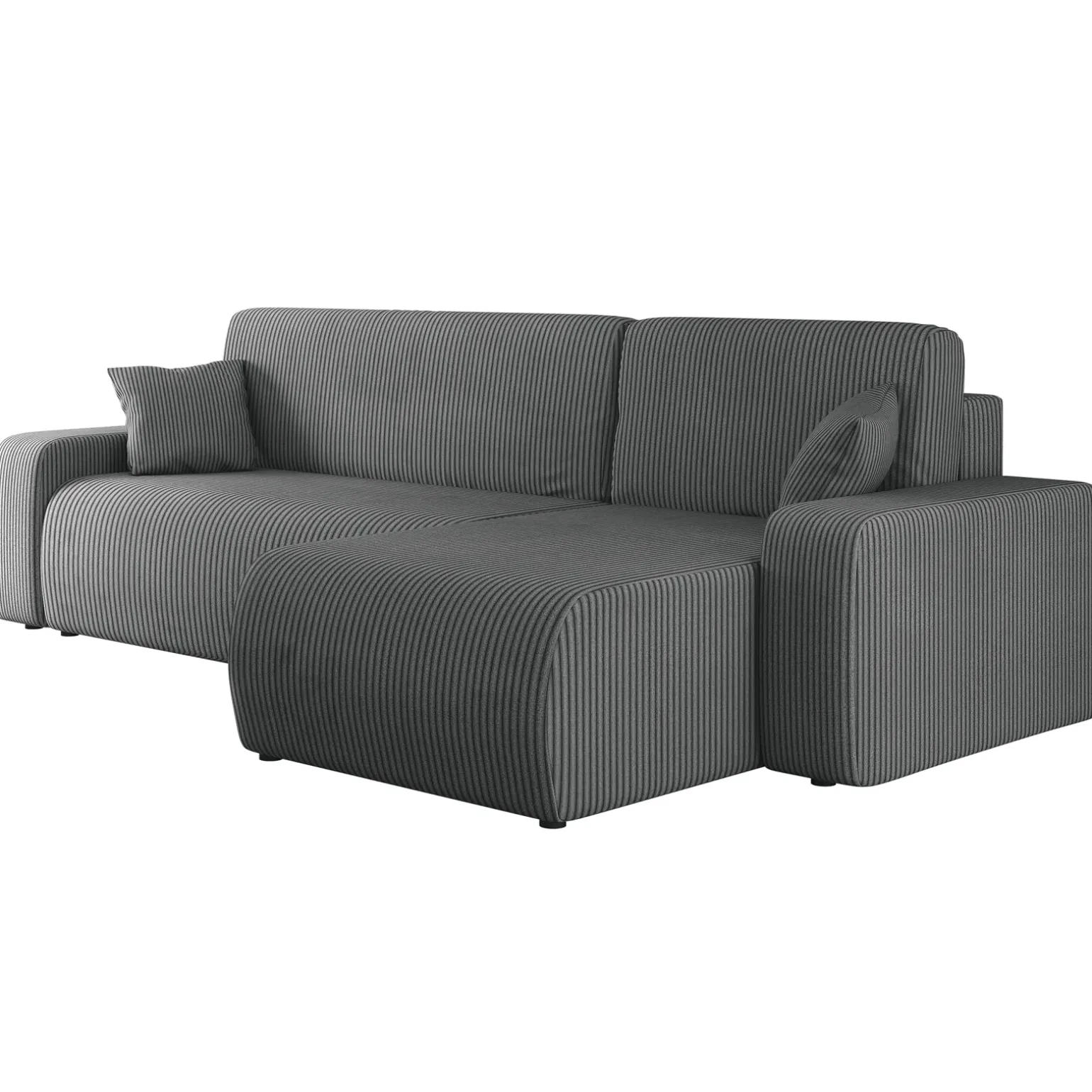 Divano letto angolare 3 posti 244x145cm con contenitore a coste antracite Slurp