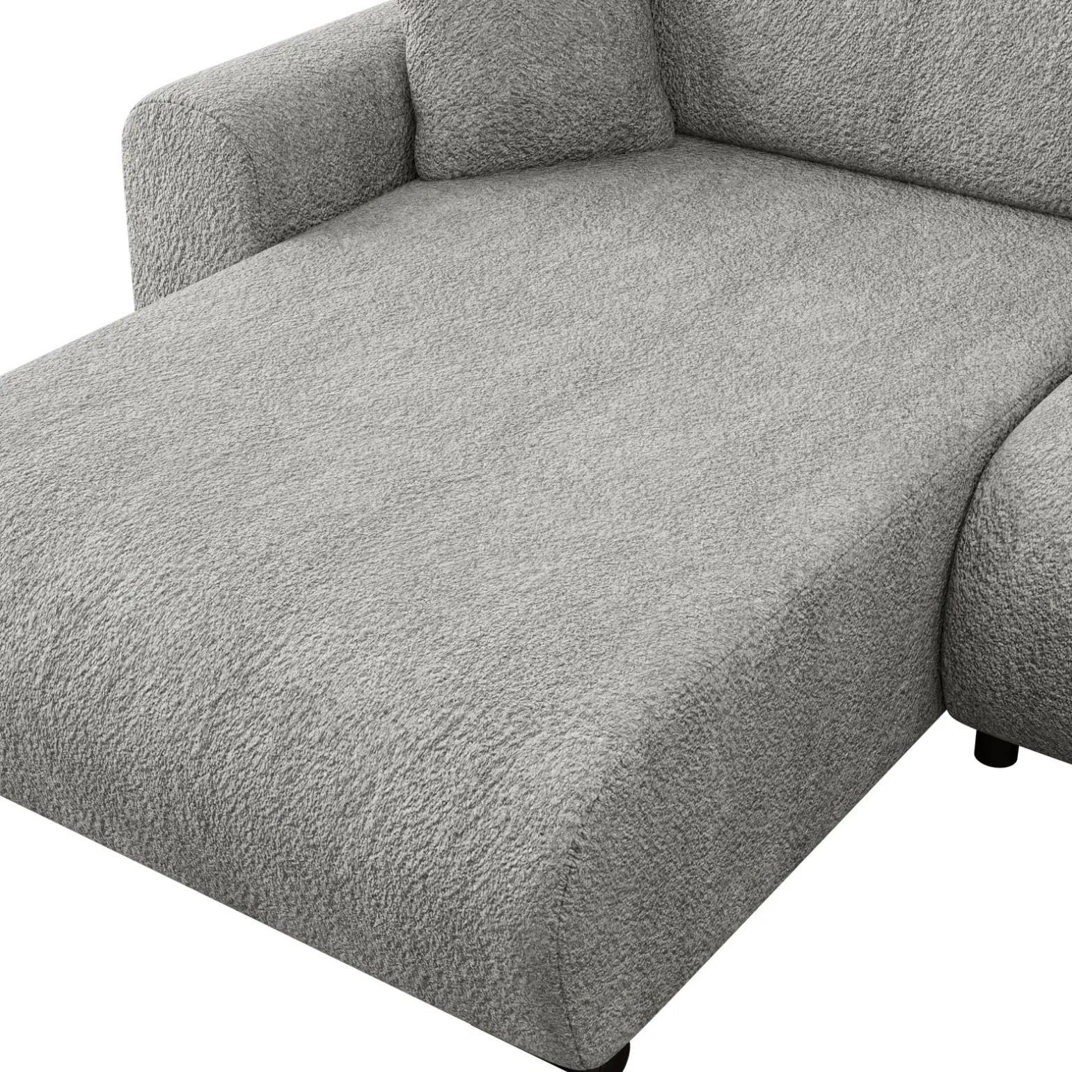 Divano letto angolare 4 posti 285x188cm con contenitore tessuto bouclé grigio chiaro Soft