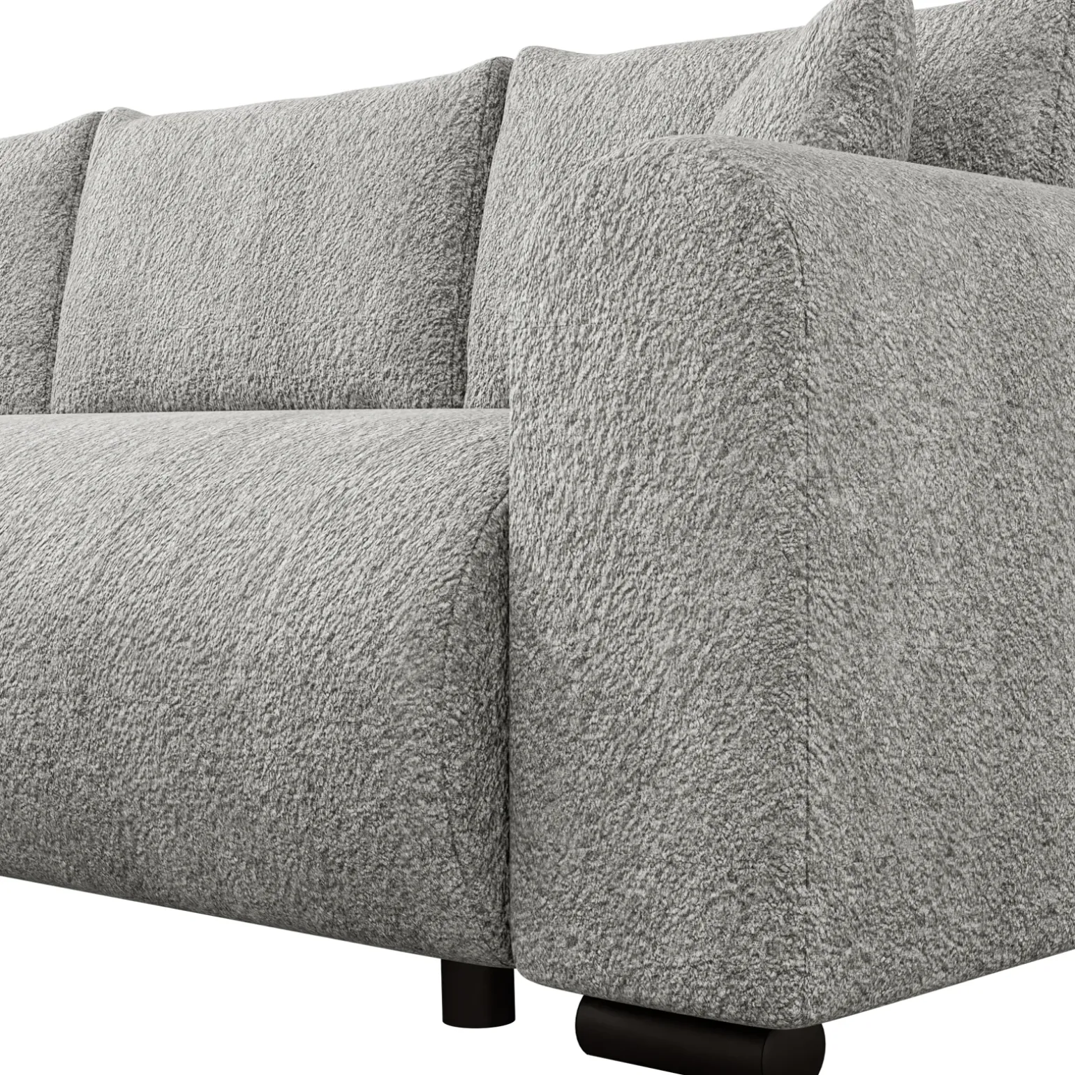 Divano letto angolare 4 posti 285x188cm con contenitore tessuto bouclé grigio chiaro Soft
