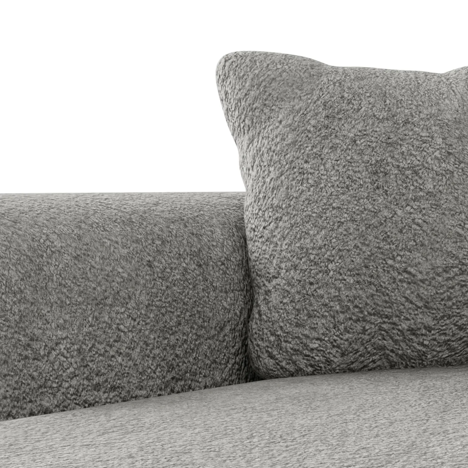 Divano letto angolare 4 posti 285x188cm con contenitore tessuto bouclé grigio chiaro Soft