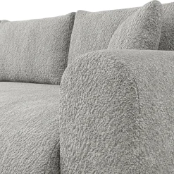 Divano letto angolare 4 posti 285x188cm con contenitore tessuto bouclé grigio chiaro Soft